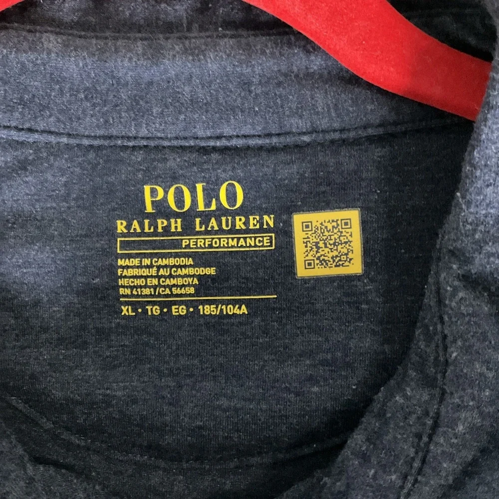 Polo Ralph Lauren Performance Polo Shirt Navy Blue Stretch Chest Pocket Sz XL